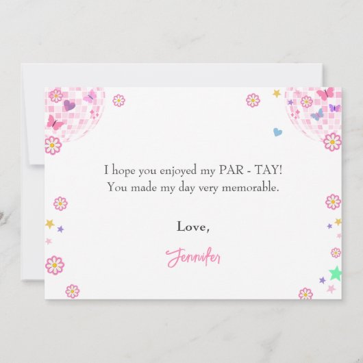 Roze Disco Ball Eras Verjaardag Dank je kaart (Achterkant)