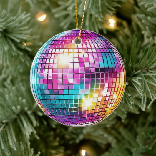 Roze Disco Ball Keramisch Ornament (Boom)