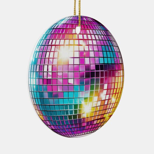 Roze Disco Ball Keramisch Ornament (Rechts)