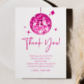 Roze Disco Ball Laten we Disco Verjaardagsfeestje Bedankkaart
