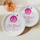 Roze Disco Ball Laten we Disco Verjaardagsfeestje Papieren Bordje