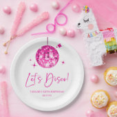 Roze Disco Ball Laten we Disco Verjaardagsfeestje Papieren Bordje (Feest)