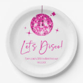 Roze Disco Ball Laten we Disco Verjaardagsfeestje Papieren Bordje (Voorkant)