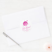 Roze Disco Ball Laten we Disco Verjaardagsfeestje Ronde Sticker (Envelop)