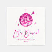 Roze Disco Ball Laten we Disco Verjaardagsfeestje Servet (Voorkant)