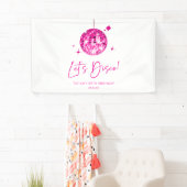 Roze Disco Ball Laten we Disco Verjaardagsfeestje Spandoek (Insitu)