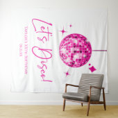 Roze Disco Ball Laten we Disco Verjaardagsfeestje Wandkleed (In Situ (horizontaal))