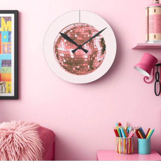 Roze Disco Ball, Meisje Accessoire, Schattige Ronde Klok