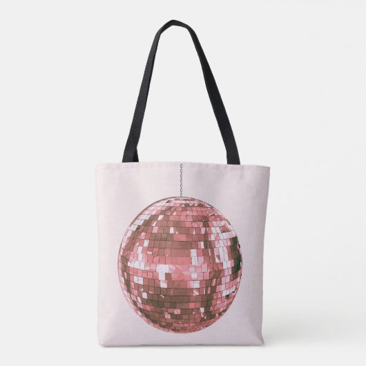 Roze Disco Ball, Meisje Accessoire, Schattige Tote Bag (Achterkant)