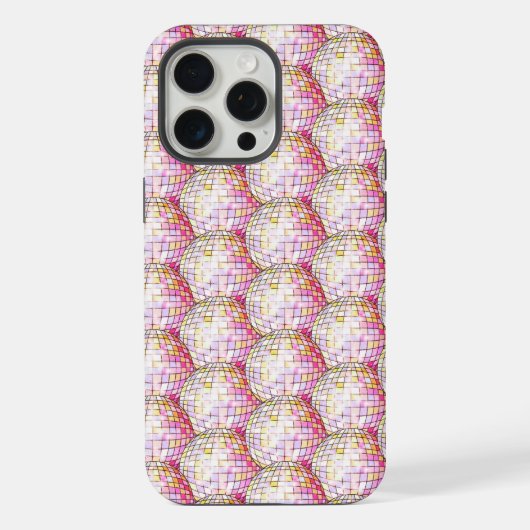 Roze Disco Ball Patroon iPhone Hoesje (Achterkant)
