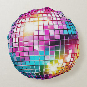 Roze Disco Ball Patroon Rond Kussen