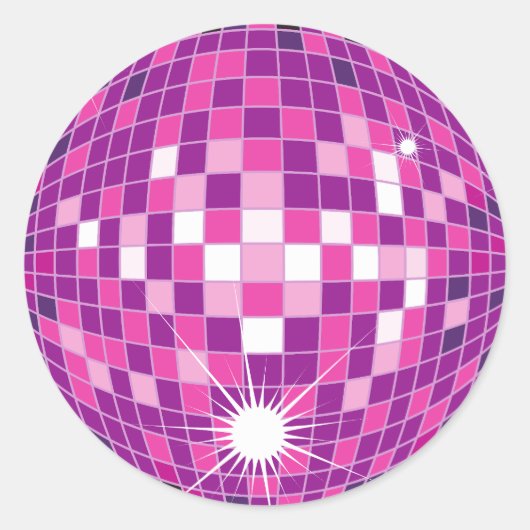Roze Disco Ball Patroon Ronde Sticker (Voorkant)