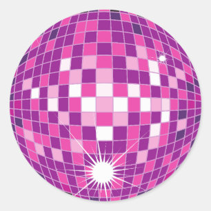 Roze Disco Ball Patroon Ronde Sticker