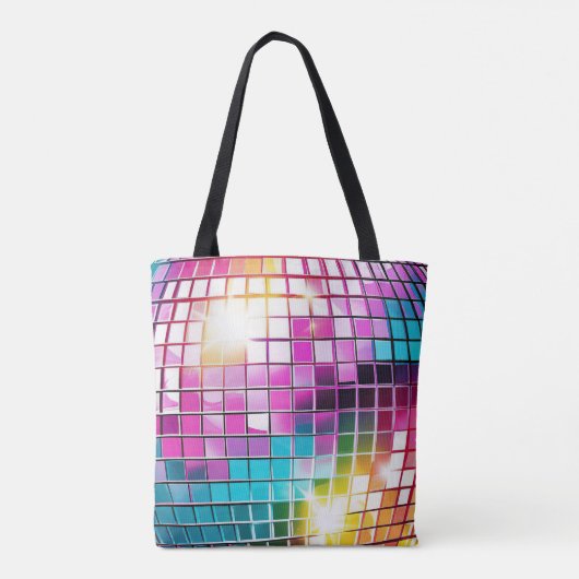 Roze Disco Ball Patroon Tote Bag (Achterkant)