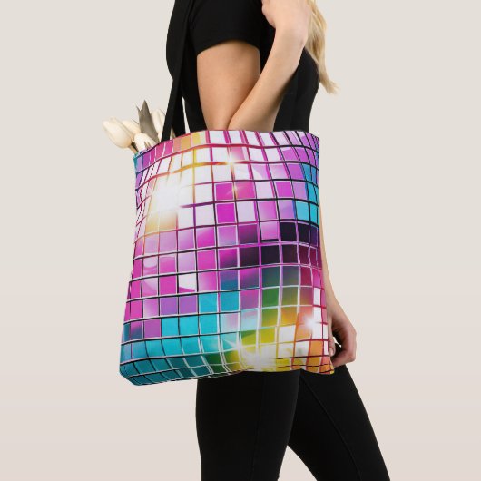 Roze Disco Ball Patroon Tote Bag (Dichtbij)