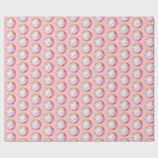 Roze Disco Ball Pattern Wrapping Paper Cadeaupapier (Vlak)