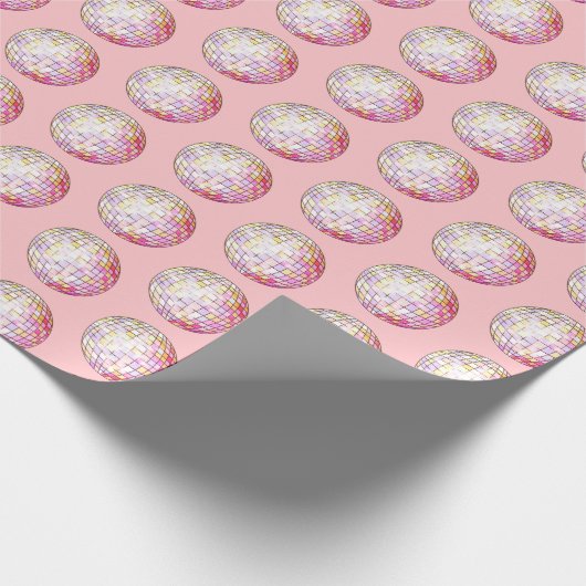 Roze Disco Ball Pattern Wrapping Paper Cadeaupapier (Hoek)