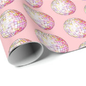 Roze Disco Ball Pattern Wrapping Paper Cadeaupapier (Rol Hoek)