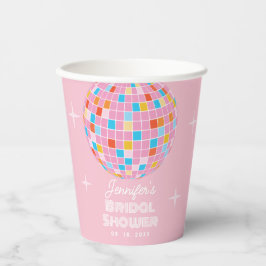 Roze Disco Ball Retro 70s 80s Vrijgezellenfeest Papieren Bekers