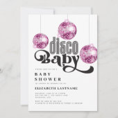 Roze Disco Ball Retro Disco Baby shower Kaart (Voorkant)