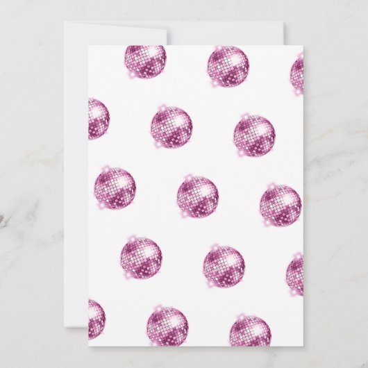 Roze Disco Ball Retro Disco Baby shower Kaart (Achterkant)
