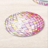 Roze Disco Ball Ronde Kartonnen Onderzetter (Gebogen)