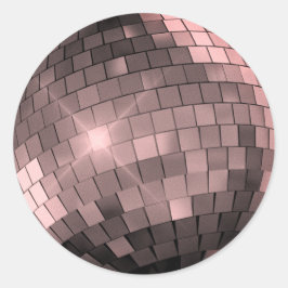 Roze Disco Ball Ronde Sticker