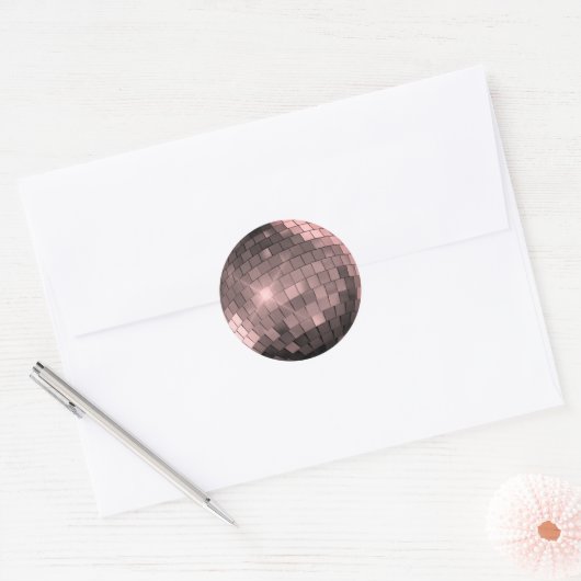 Roze Disco Ball Ronde Sticker (Envelop)