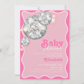 Roze Disco Ball Sparkle Baby shower Party Design Kaart (Voorkant)