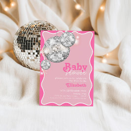 Roze Disco Ball Sparkle Baby shower Party Design Kaart