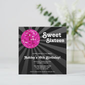 Roze Disco Ball Sweet 16 Birthday Invitations Kaart (Staand voorkant)