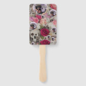 Roze Disco Ballen Schedels en Rozen Set van Fans Handwaaier (Achterkant)
