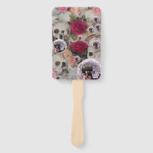 Roze Disco Ballen Schedels en Rozen Set van Fans Handwaaier (Voorkant)