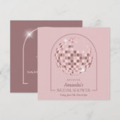 Roze Disco Boogie Bridal Shower Uitnodiging (Voorkant / Achterkant)