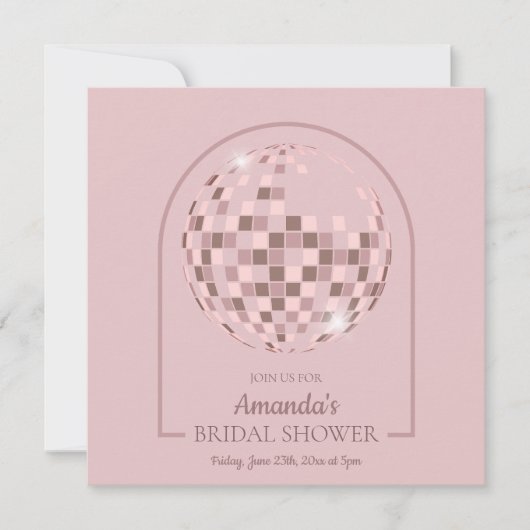 Roze Disco Boogie Bridal Shower Uitnodiging (Voorkant)
