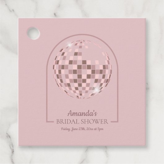 Roze Disco Boogie Bruidsborrel Bedankjes Labels (Voorkant)