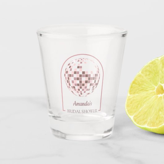 Roze Disco Boogie Bruidsmeisjesfeest Shot Glas (Voorkant)