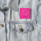 Roze Disco Boogie Bruiloftsborrel Vierkante Button 5,1 Cm (In situ)