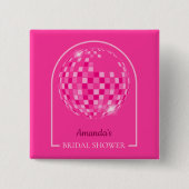 Roze Disco Boogie Bruiloftsborrel Vierkante Button 5,1 Cm (Voorkant)