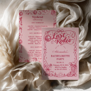 Roze Disco Coquette Laatste Rodeo Bachelorette Kaart