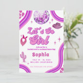 Roze Disco Cowgirl Bachelorette Rodeo Weekend Kaart (Staand voorkant)