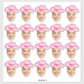 Roze Disco Cowgirl  bruid gezicht Sticker (Vel)