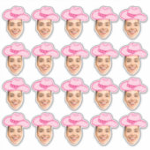 Roze Disco Cowgirl  bruid gezicht Sticker (Voorkant)