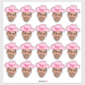 Roze Disco Cowgirl  bruidegom gezicht Sticker (Vel)