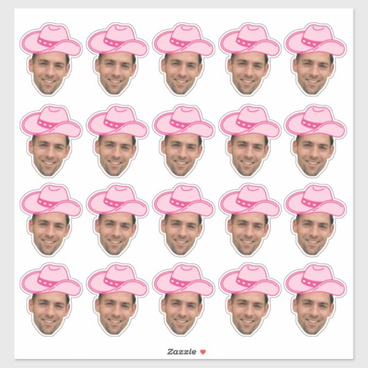 Roze Disco Cowgirl  bruidegom gezicht Sticker (Vel)