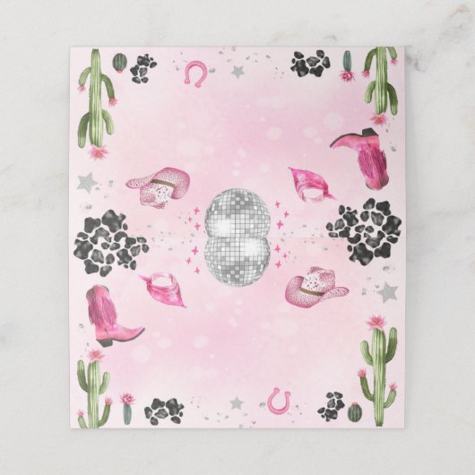 Roze Disco Cowgirl Food Label Plaatskaartje (Buitenkant ongevouwen)