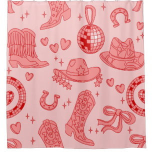 roze disco cowgirl hoed country rodeo western retr douchegordijn