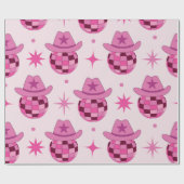 Roze Disco Cowgirl Hoed Patroon met Sterren Cadeaupapier (Vlak)