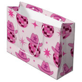 Roze Disco Cowgirl Hoed Patroon met Sterren  Groot Cadeauzakje (Voorkant Gekanteld)