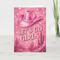 Roze Disco Cowgirl Hoed Verjaardagskaart voor Haar